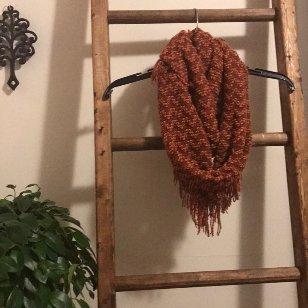 Chevron Knit and fringe infinity scarf